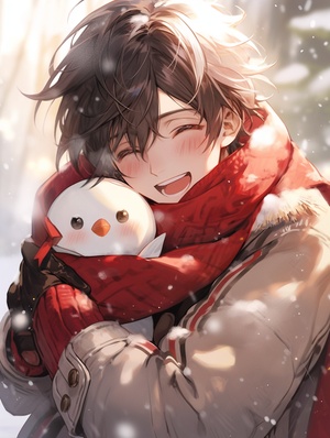 Semi-realistic Snow Man with a Warm Atmosphere