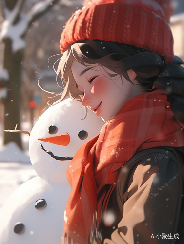 32k UHD Semi-realistic Snowman with Red Scarf