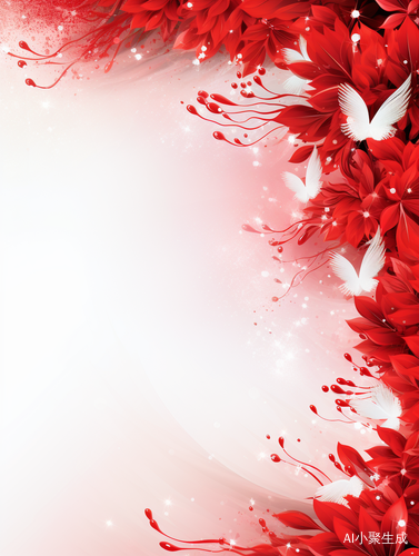 Christmas Elements on a Bright Red and White Background