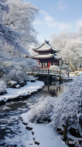 苏州园林的雪景