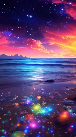 Dreamy Beach: A Colorful and Luminous Underwater Wonderland