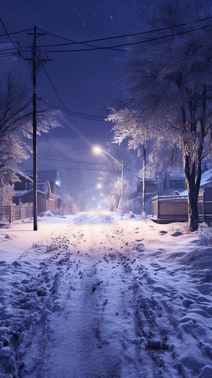 Goose feather heavy snow, Trees, houses, highways, cyberpunk, Global illumination, film lighting ar 9:16 quality 2 v 5.1