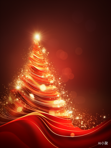 Christmas Tree in Red and Gold - High Definition Photo