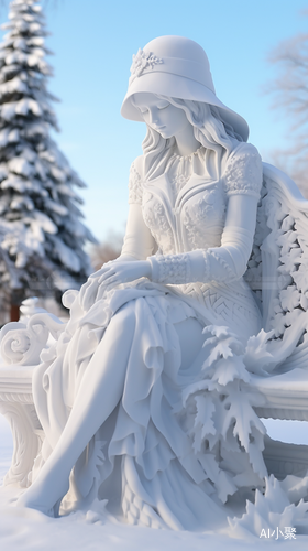 Beautiful Female Snowman Sculptures in Unreal Engine 5 Style