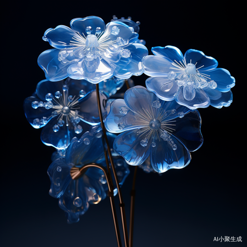 Bionic Dark Blue Glass with Tight and Good-Looking Flower Group