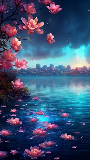 Dreamy 4K Ultra-Clear Picture: Stunning Roses and Shimmering River