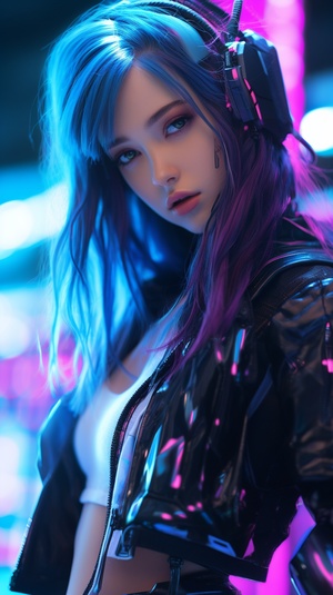 Glowing Cyberpunk Beauty