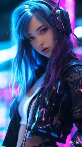 Glowing Cyberpunk Beauty