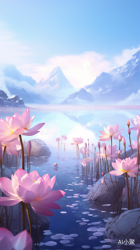 Pink Snow Lotus: Hazy Beauty in Crystal Clear Ice and Snow