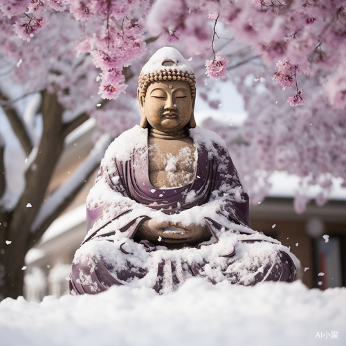 大学雪景佛像-梅梅花泪痕