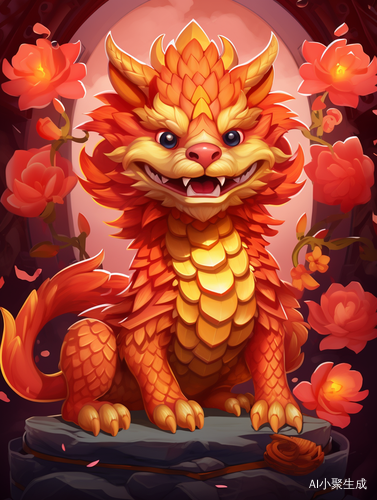 Charming Fawncore Chinese Dragon Card with Cute Animal Characters
