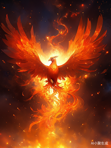 Fiery Phoenix: A Naturalistic Animal Painting in Space