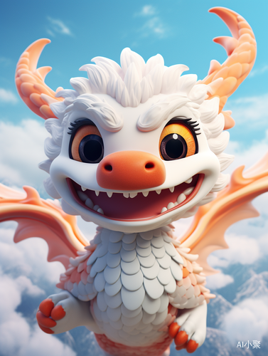 Cute Chinese Dragon: 2-4 Feet, Flying in the Sky with Super Detail