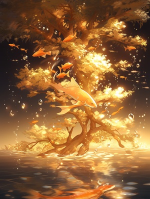 The Majestic Gold Tree: A Brilliant Dreamy Illusion in 4K.HD