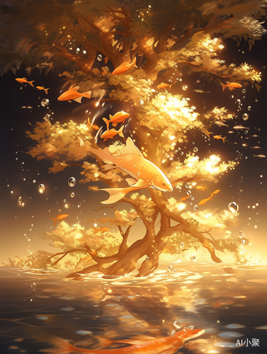 The Majestic Gold Tree: A Brilliant Dreamy Illusion in 4K.HD