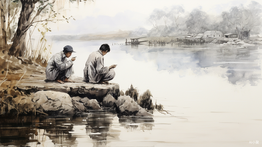 Chinese young woman washing clothes by river