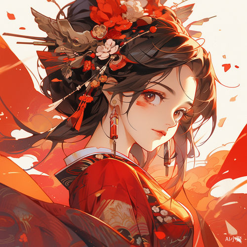 Romantic Manga: Chinese Woman with a Large Chinese Character