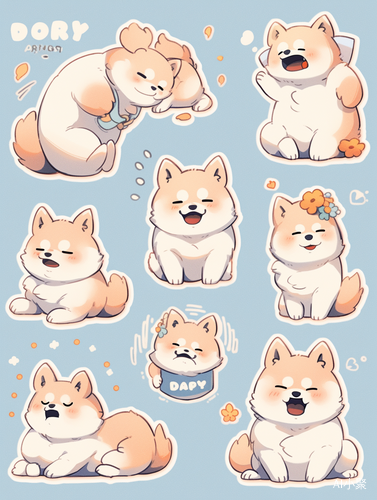 Hallyu-style Dog Daily Timetable Stickers with Mori Kei and Duckcore Elements