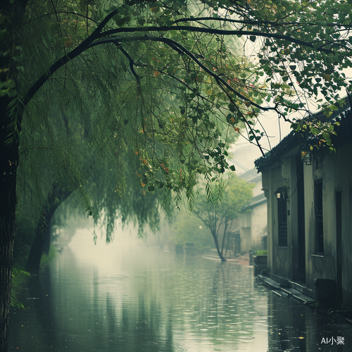 烟雨朦胧，细雨如丝，大地的宁静谧与神秘美