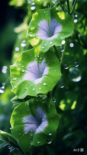 牵牛花绿叶花骨朵高清图片