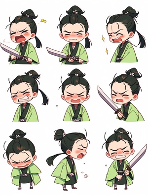 Chibi Tang Dynasty Poet: Little Boy with Sword and Emotions