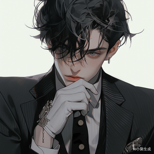 温柔男士：黑发黑眸，精致西装，8k唯美图