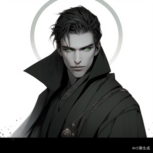 玄色衣裳中的星辰般眼光