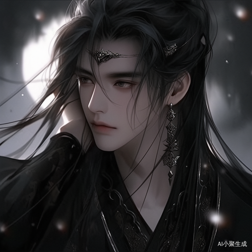 玄色衣裳中的星辰般眼光