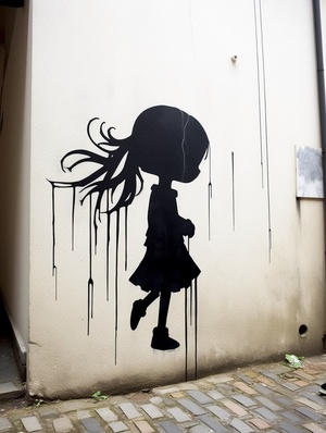 Very simple,minimalist, cartoon graffiti,line art, cute black line little girl, various poses and expressions.Crying, running away, shy, Smile, eating, kneeling, surprised, laughing,etc. niji 5