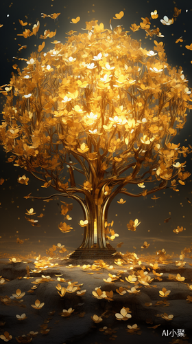 The Majestic Gold Tree: A Brilliant and Dreamy 4K HD Illusion