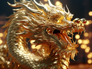 sparkle，A Chinese golden dragon, circular, very bright, made of very bright gold material, nickel plated, with very fine details, very bright, leaving half of the space to fill the background with red, front,ultra-detailed,octane rendering,UHD,3D rendering,detailed intricate,hyper realistic,octane rendering,HDR,UHD,Best quality,16K,studio light,detailed intricate,cinematic style,reflect lights s 252 ar 1:1 style raw v 5.2