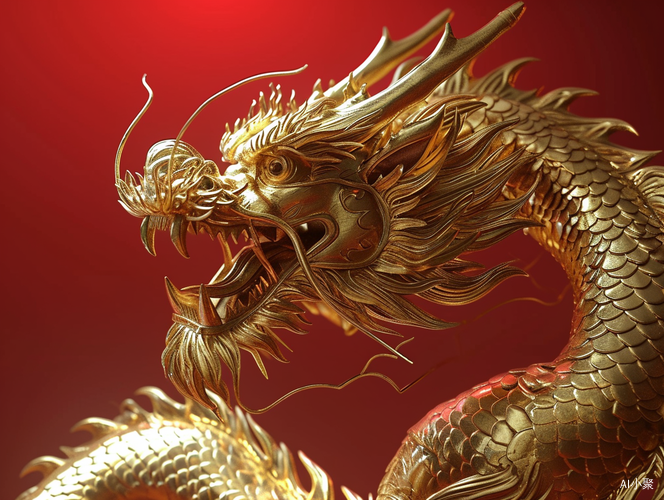 Chinese Golden Dragon in Hyper Realistic Studio Light