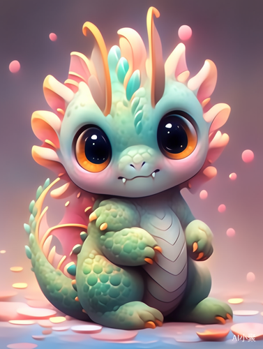 迷人的人物插图：32k UHD异想天开的Baby Dragon