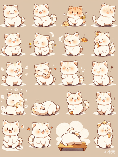 Cute Cat Stickers: Various Postures and Expressions