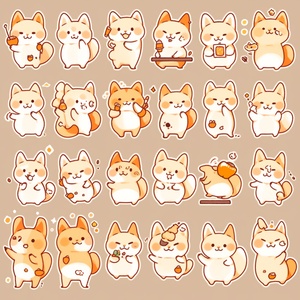 Cute Cat Stickers: Various Postures and Expressions