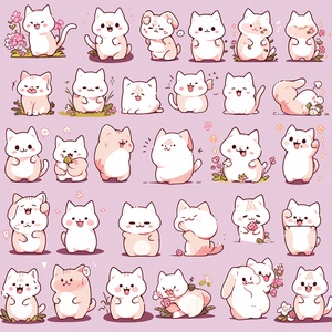 Cute Cat Stickers: Various Postures and Expressions