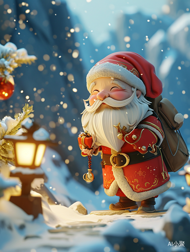 Playful Animation: Northern China Terrain-inspired Christmas Wishes Wallpaper