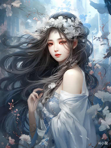 Ethereal Charm: Exquisite Beauty of a Nightcore-inspired Chinese Girl