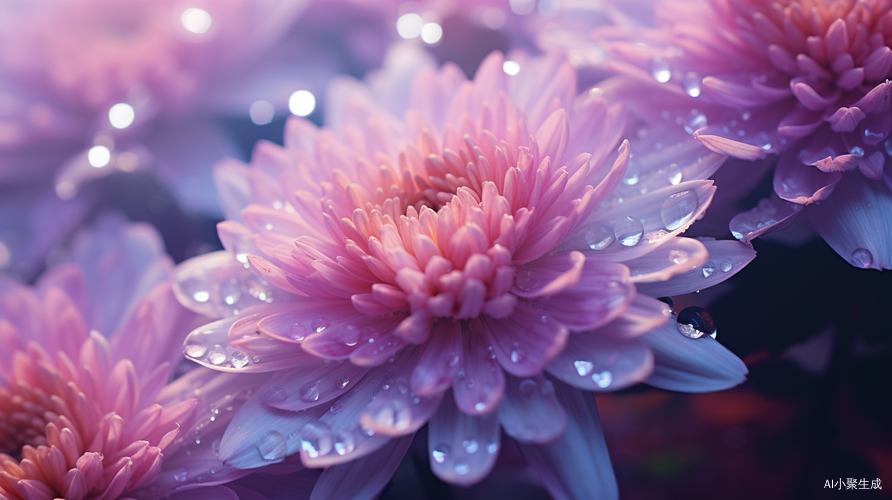 秋晨菊花特写：唯美意境细致描绘亭台楼阁