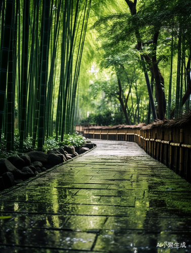 title: 宁静祥和的竹林画境