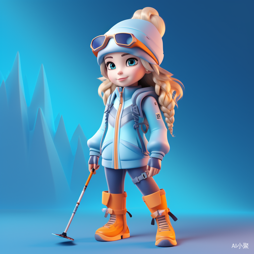 Fashionable Ski Clothes in Pixar-Style Gradient Background