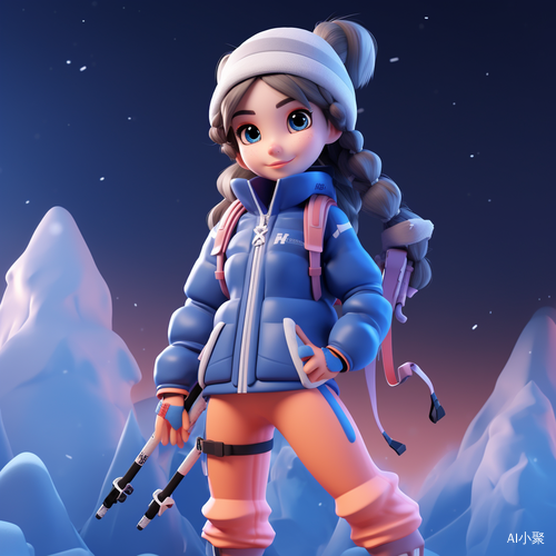 Fashionable Ski Clothes in Pixar-Style Gradient Background