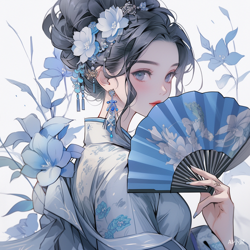 Darkly Romantic Traditional Chinese Anime Girl