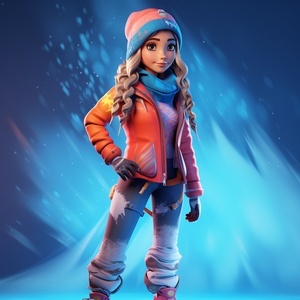 Fashionable Ski Clothes in Pixar-Style Gradient Background