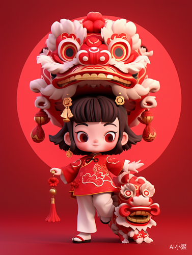 Adorable Chinese New Year Lion Dancer Sculpture by POP MART