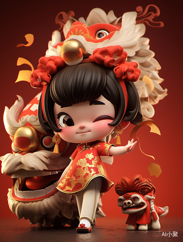 Adorable Chinese New Year Lion Dancer Sculpture by POP MART