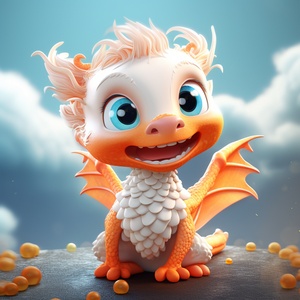 Detailed Rendering of a Cute Chinese Dragon in 8k