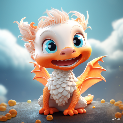 Detailed Rendering of a Cute Chinese Dragon in 8k