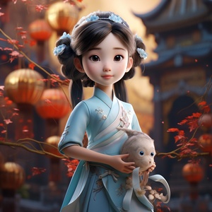 Ancient Chinese Girl in Pixar 3D Style with 8K AR