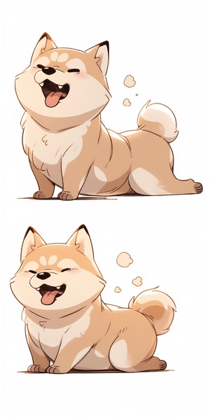 A cute Shiba Inu(这里可以换成你想要的动物角色),multiple poss and expressions, the style of line drawing style,dark white,light beige loose gestures, simple line work, lacquer painting, thick texture,stylecute, emoji as illustration set, with bold manga line style, dynamic pose dark white.f64 grouprelated characters